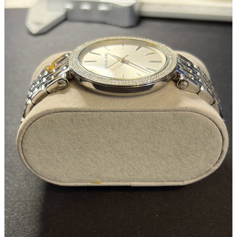 Michael Kors Darci Watch Women Silver Crystal Pave Bezel MK-3190 Wristwatch - Picture 3 of 7